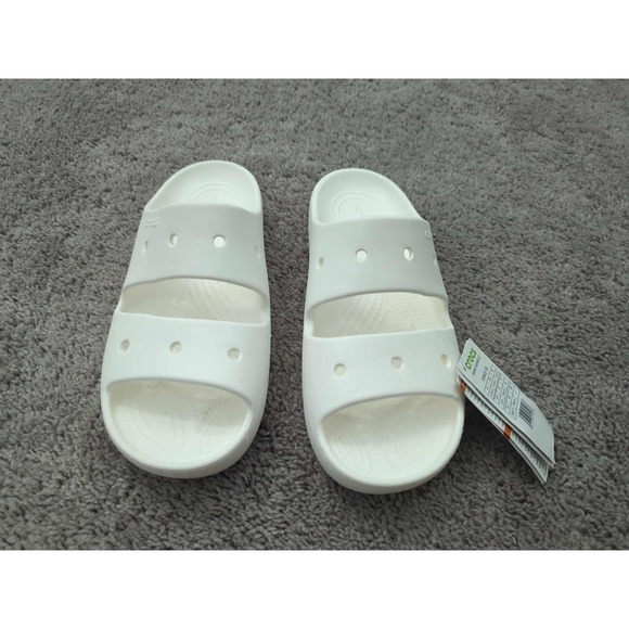 Crocs Slides Mens 10/ Womens 12 White Classic Sandal V2 Two Strap Croslite NWT - Picture 1 of 5